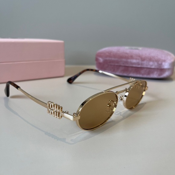 Miu Miu Gold Oval Sunglasses main image 7